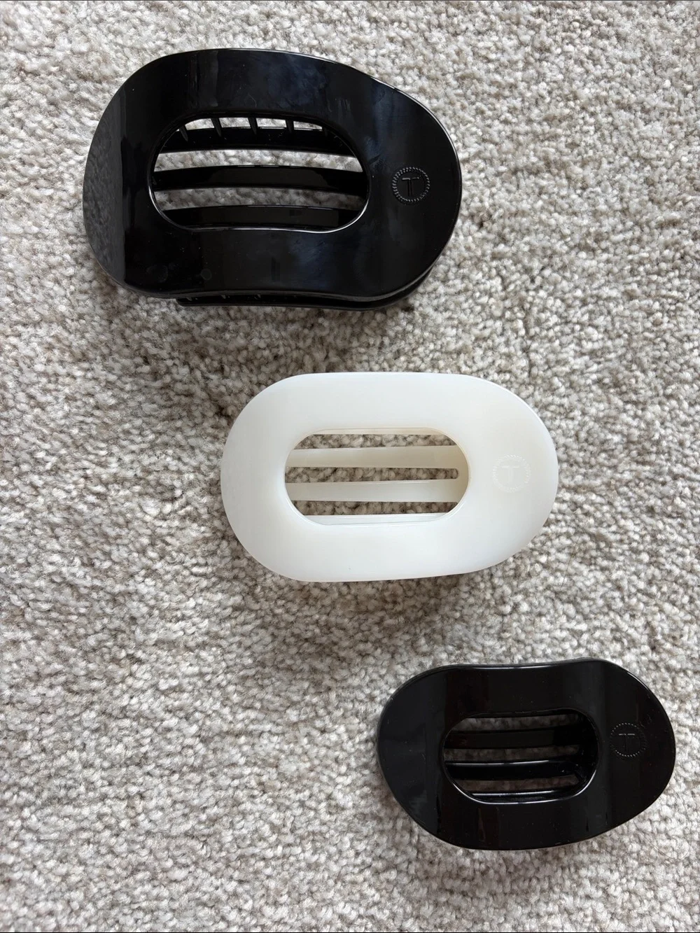 TELETIES - Large Flat Round Clips - Pack of 3- large, medium, and small